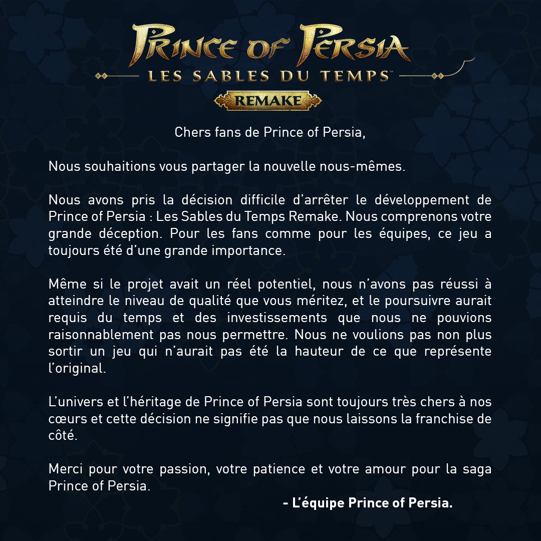 Prince of persia les sables du temps remake communique annulation 1 Prince of persia les sables du temps remake communique annulation 1