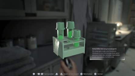 Image d'illustration pour l'article : Tous les échantillons de sang, formules de fabrication et injecteurs vides - Resident Evil Requiem